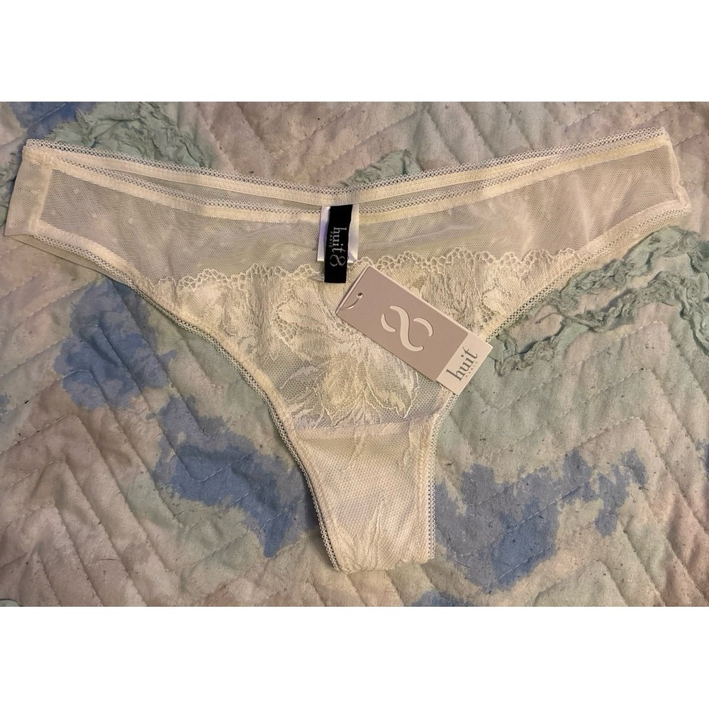 NEW Huit Ivory Lace‎ Tanga Thong Panties, Small